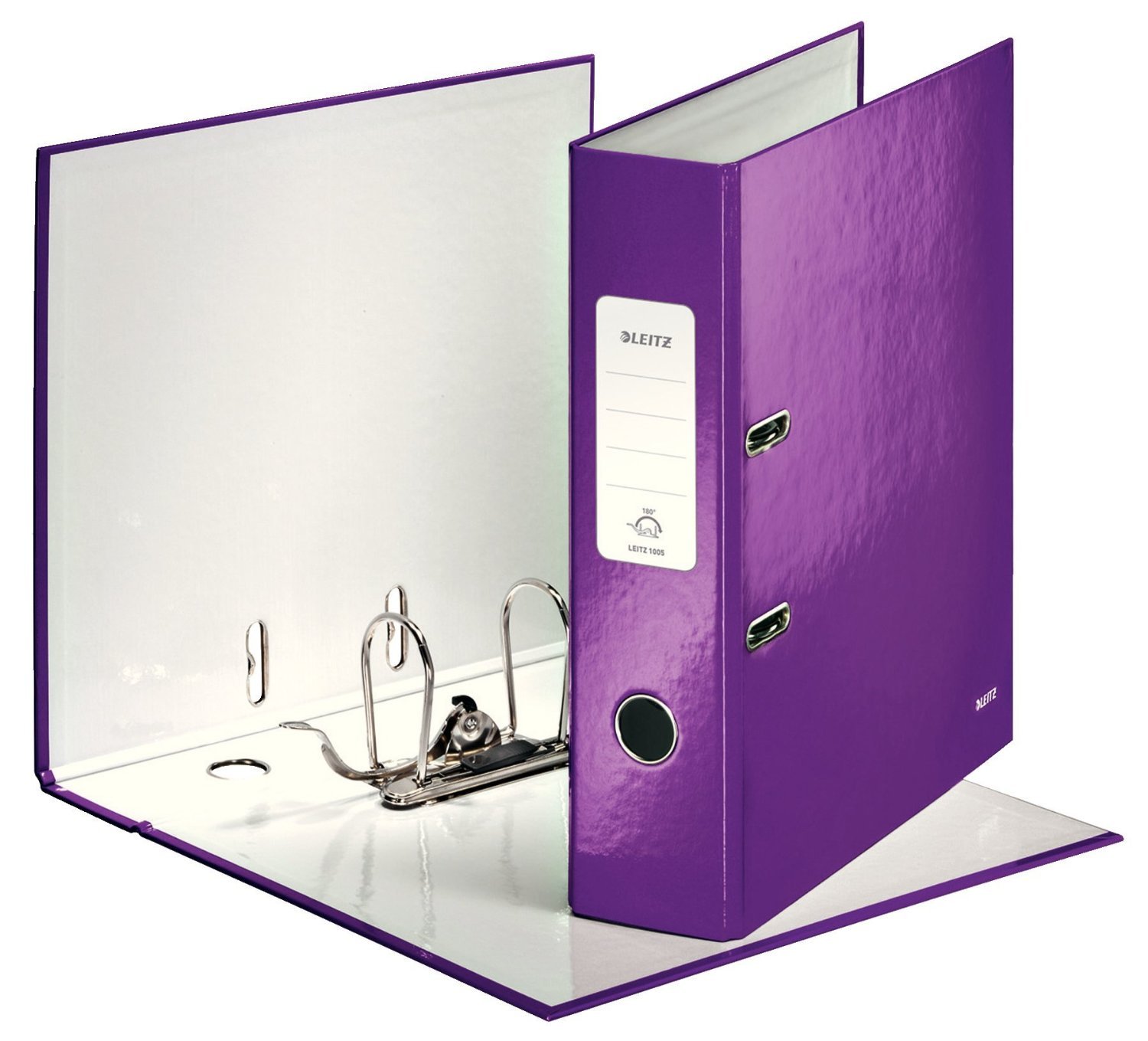 Leitz 10050062 A4 80 mm WOW 180 Lever Arch Files - Purple, Design may vary — image 1