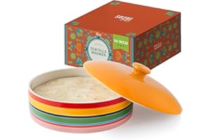 Chef Tacos Ceramic Tortilla Warmer with Lid, Colorful Tortilla Holder, Rainbow Tortilla Storage Container, Ceramic Tortilla H