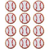 SaktopDeco 12 PCS Baseball Patch Gold Edges Chenille Patches Baseball Iron On Patches Baseball Applique for Jeans Bags
