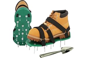 MILLUXXi Lawn Aerator Shoes with Hook & Loop Straps for Effectively Aerating Lawn Soil, One Size Fits All Free-Installation Heavy Duty Spiked Sandals Shoes for Yard Garden