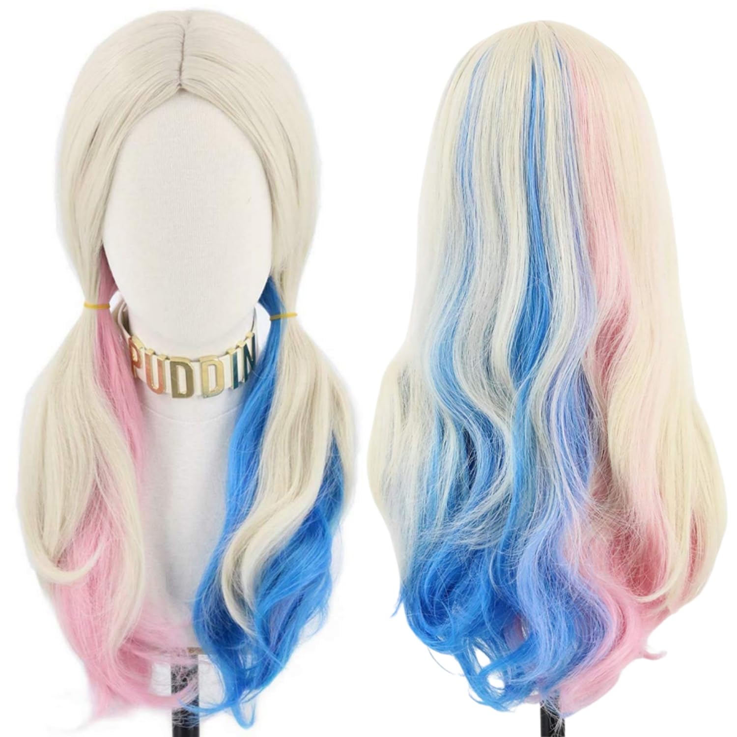 Topcosplay Women's Wig Long Curly Wig Blonde Mixed Blue Pink Wig for Halloween Cosplay Costume Fancy Dress Party