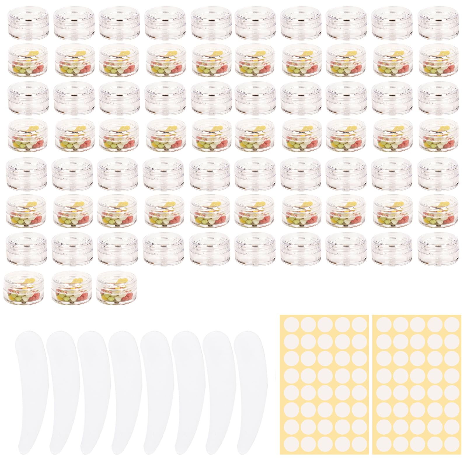 73 pcs 5ml sample cosmetic pots,clear mini small pots with lids,empty cosmetics cream jars,little lip balm containers,for tiny plastic travel travel skincare product storage container jar