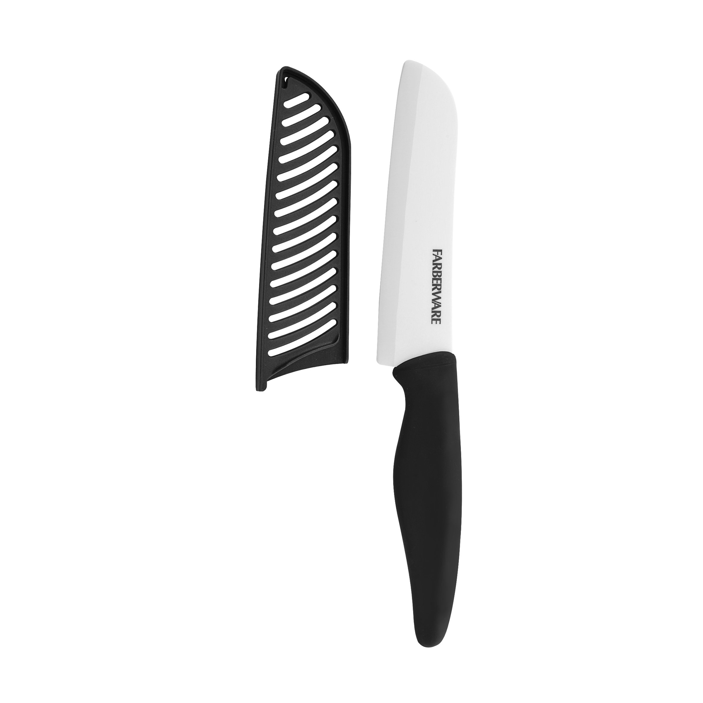 Farberware Soft Grip Ceramic Santoku Knife with Sheath, 5-Inch