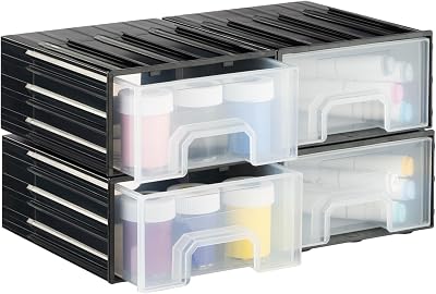 Navaris 4 Large Interlocking Plastic Storage Drawers Small Parts Organiser