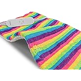 UNOWIX Electric Heating Pad for Back/Waist/Abdomen/Shoulder/Neck Pain and Cramps Relief - 12 Heat Levels, 8 Timers,Cute Plush Heat Pad, Machine Washable-Rainbow-Z(12" x 24")