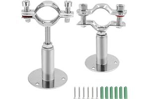 Kyuionty 2 Pcs Wall Mount Ceiling Mount Pipe Support, Stainless Steel Adjustable Pipe Bracket Clamp Pipe Straps for Pipe Tube, Dia. 32mm (Fit for 1 inch Pipe)