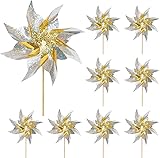 10 Pack Reflective Pinwheels for Yard and