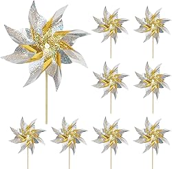 10 Pack Reflective Pinwheels for Yard and