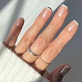 Glamnetic Press On Nails - Short Squoval, Glossy Fake Nails 30 Pc Full Kit | Everyday Pearl press on nails in 15 sizes. French tip glue-on set. chip-resistant, up to 2 weeks wear
