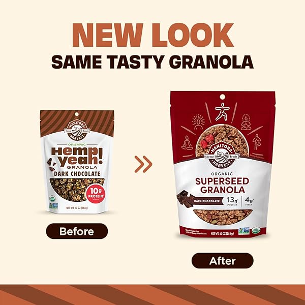 MANITOBA HARVEST HEMP YEAH SUPERSEED GRANOLA, DARK CHOCOLATE – 10OZ – 11G PROTEIN, 4G FIBER, 3.5G OMEGA 3 & 6 PER 60G SERVING – WITH HEMP & PUMPKIN SEEDS – VEGAN, NON-GMO PROJECT VERIFIED
