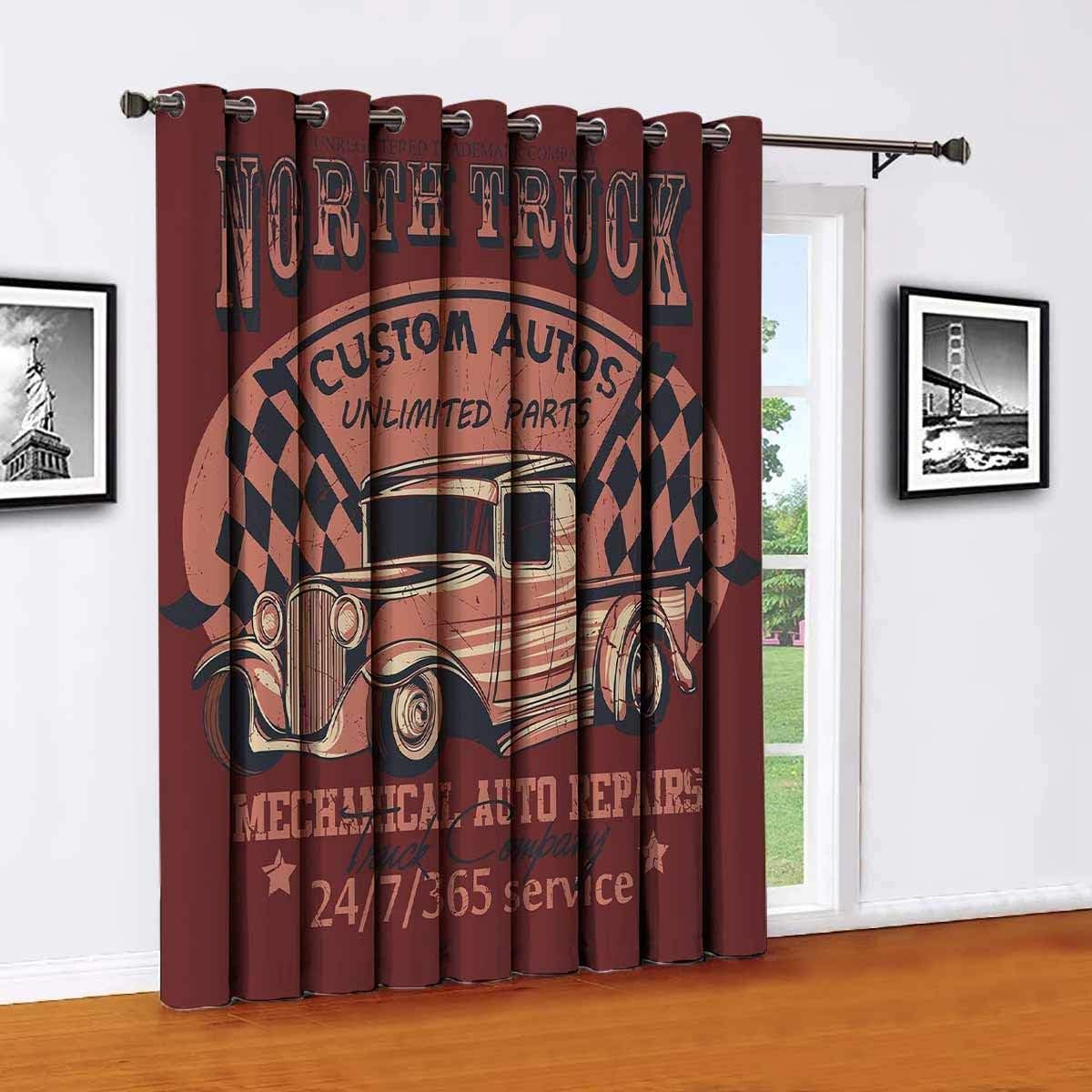 Toopeek Man Cave Decor polyester blackout curtains,North Truck
