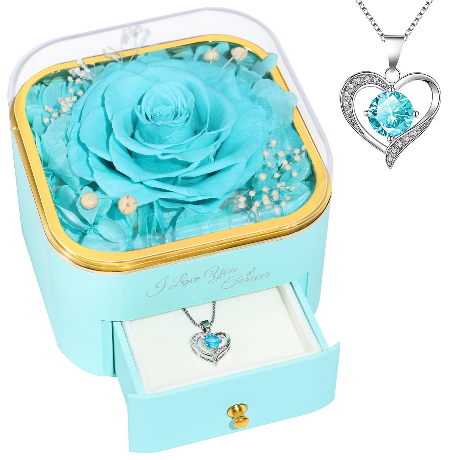 Photo 1 of Beferr Gifts for Women Birthday Gifts Preserved Real Rose with Necklace Eternal Roses Forever Flowers for Delivery Prime Mother's Day Mom Gifts for Grandma Daughter Wife Sister