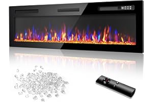 Vitesse 72 inch Ultra-Thin Electric Fireplace in-Wall Recessed and Wall Mounted Fireplace Heater,Linear Fireplace with Multicolor Flame,Timer,Low Noise,750/1500W,Touch Screen & Remote Control(72’’)