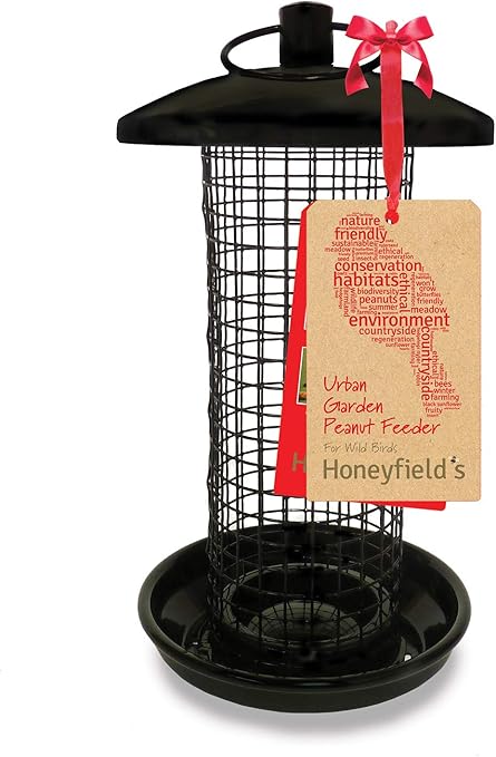 Honeyfields Hanging Wild Bird Peanut Feeder Urban Garden Design In Black Metal For Long Lasting