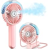 SWEETFULL Misting Fan Portable - 180° Foldable Handheld Personal Fan with Mist Spray, 3 Speeds, 30ml Water Tank, USB Rechargeable for Travel, Outdoors, Makeup, Camping, Home, and Office Use