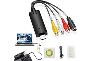 Capture Card, USB Video Capture Card Device, Audio Video Converter Grabber for RCA to USB-Convert VHS Mini DV VCR Hi8 DVD to 