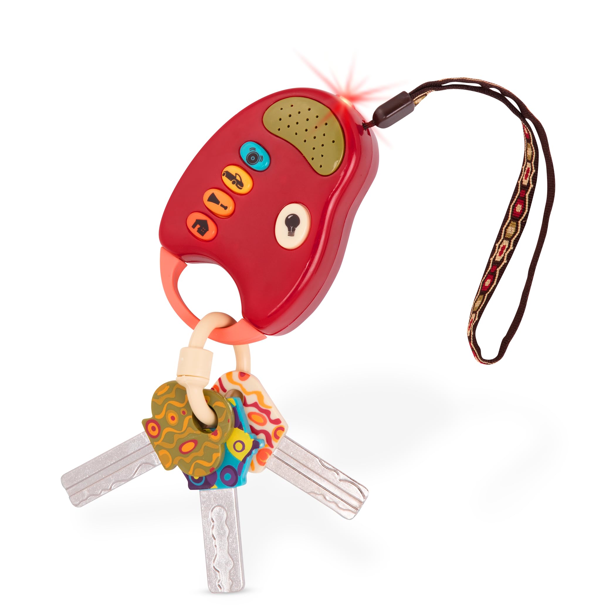 Photo 1 of B. toys – Toy Car Keys with Lights & Sounds – FunKeys – Interactive Baby Toy for Toddlers – Pretend Play Keys with Realistic Sounds & Colorful Design – Encourages Fine Motor Skills – 10+ Months – Red
