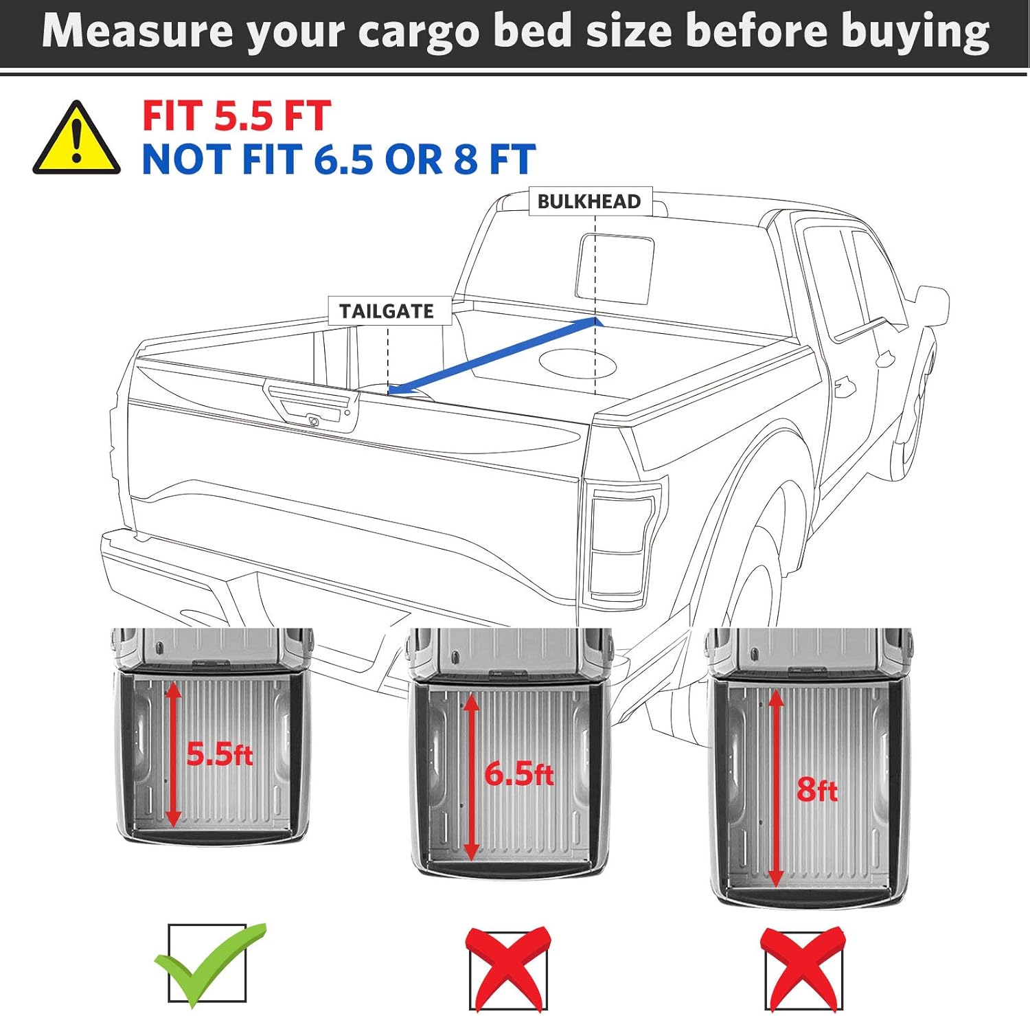 Oedro Upgraded Soft Tri Fold Truck Bed Tonneau Cover On Top Compatible For 2009 2014 Ford F150 F 150 With 5 5ft Bed Styleside Truck Bed Tailgate Accessories Automotive