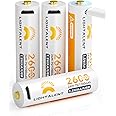 Lightalent Rechargeable AA Batteries, 2600mWh High Capacity 1.5V Lithium AA Batteries with 4-in-1 USB Charging Cable,1.5 Hours Quick Charge,1500 Cycles Long Lasting (4 Pack)