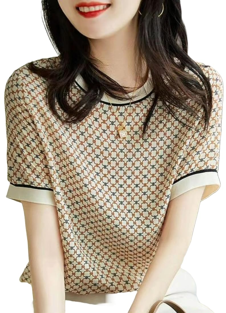 [ROSELUCA.] 総柄 Tシャツ カットソー レディース 半袖 夏 速乾 アイスシルク イエローモノグラム XL の商品画像
