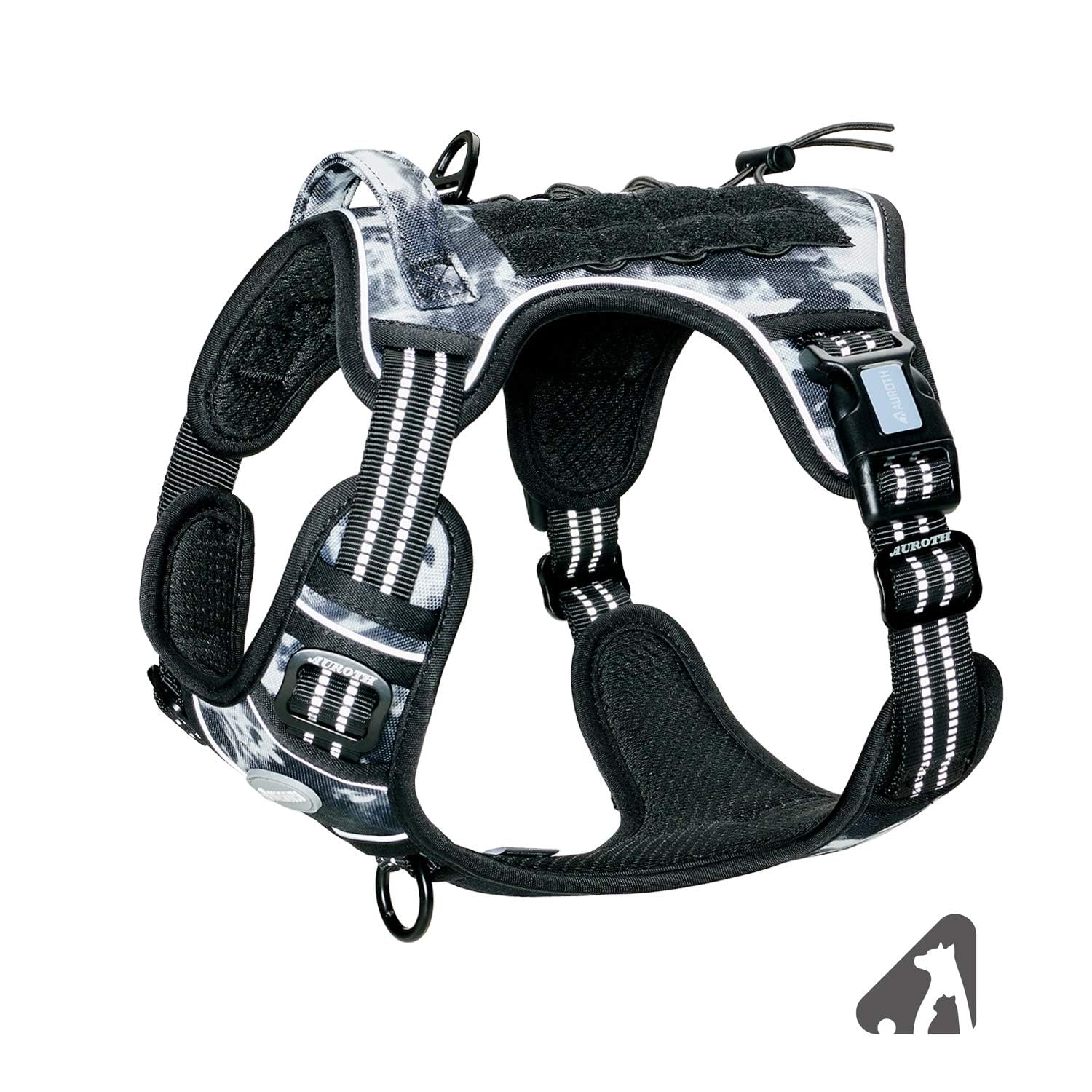 Photo 1 of AUROTH Tactical Dog Harness for Small Medium Large Dogs - No Pull, Adjustable, Reflective, K9 Working Training, Easy Control, Military Service Dog Harness (M, Black Ink)
