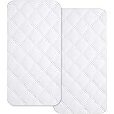 Yoofoss Waterproof Bassinet Mattress Pad Cover 2 Pack Fit for Rectangle Bassinet Mattress, Baby Bassinet Mattress Protector for Boys and Girls 34X19in