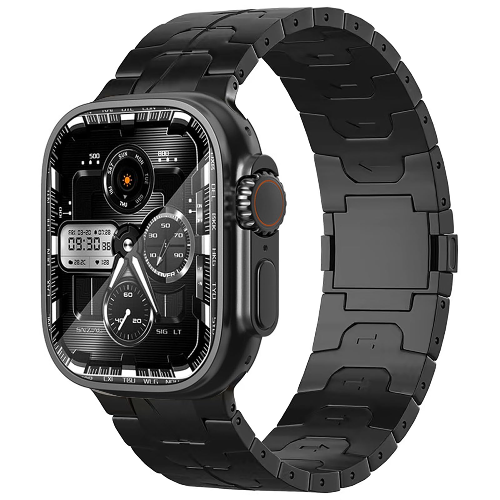 synsing Titanium Magnetic Series 10 46mm Ultra 2 Band Compatible for Apple Watch Ultra 49mm 45mm 44mm 42mm 41mm 40mm 38mm, Titanium iWatch Metal Strap - Titanium Color Matching iWatch Wristband