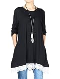 Mordenmiss Women's Tops Lace Tunics Long Sleeve Blouse with Pockets
