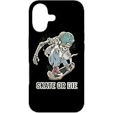 Skate or Die Quote Skeleton Skateboarder Skull Skateboarding Case for iPhone 17