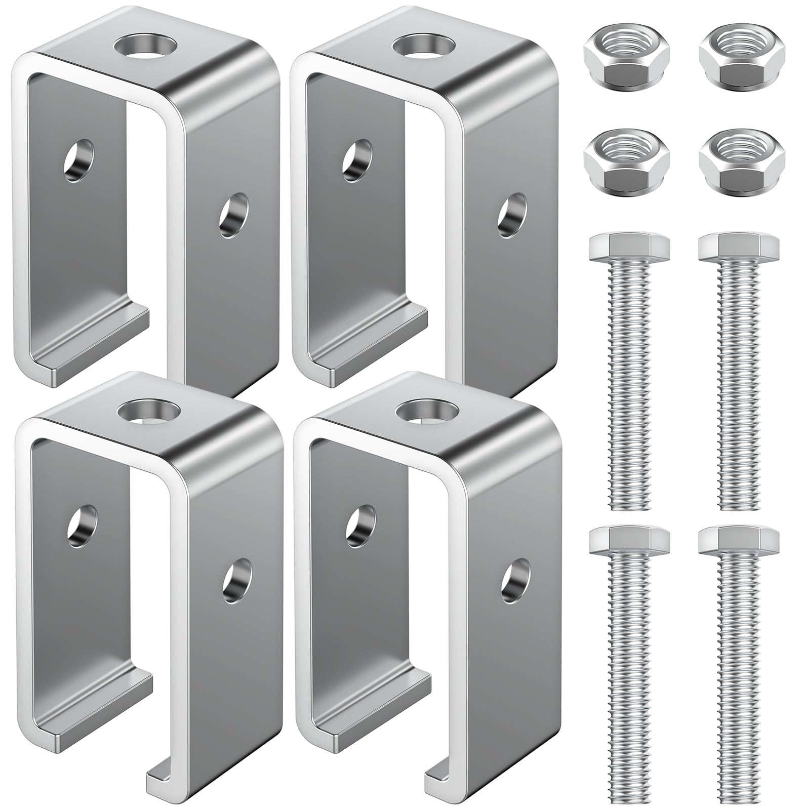 Photo 1 of Channel Trolley Track Hanger Bracket Compatible for UNISTRUT Strut Channel,Heavy-Duty 1-5/8 Intermediate Support Hanger for All 1-5/8" Channel Trolley Track with Bolts and Nuts (4 Pack)