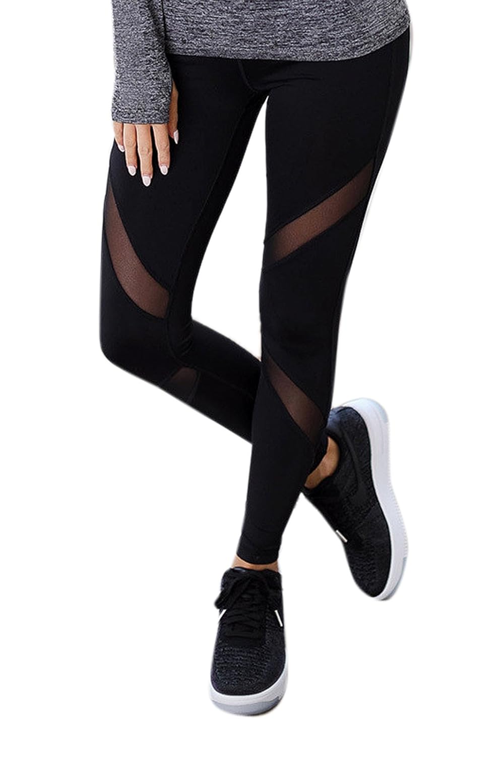 blinkin sexy mesh patchwork yoga gym and active sports fitness black leggings tights for women | girls(4 sizes m, l, xl and xxl) (2670)