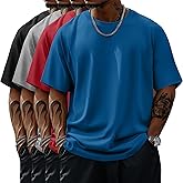 Evervibe 4 Pack Men's Big & Tall Short Sleeve Tees, Crew Neck Shirts Moisture Wicking Gym Casual Tops Multipack