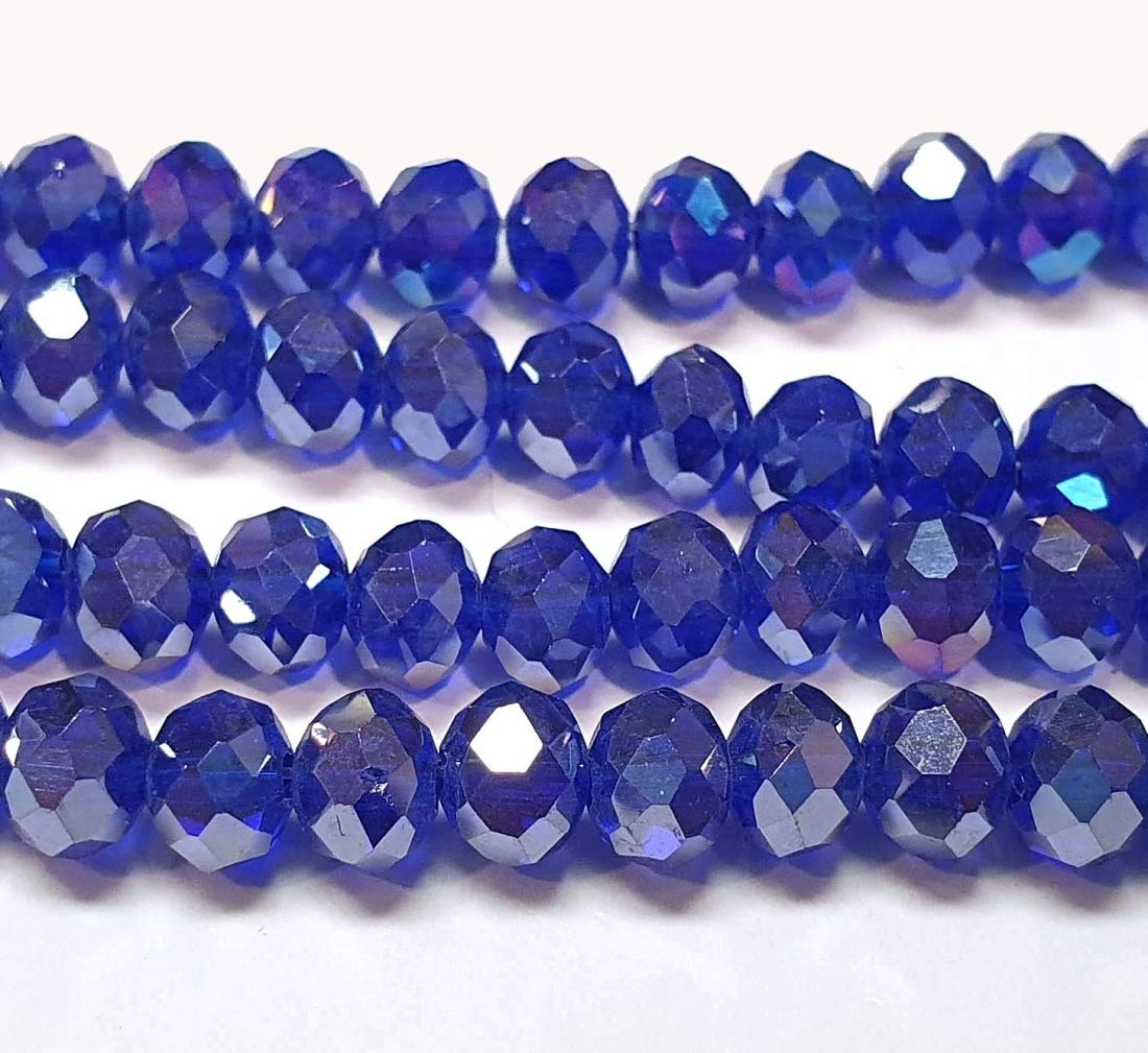 Czech Crystal Glass Beads, CZ Bohemian Faceted Rondelle Glass Beads, 4/6/8/10 mm (Cobalt Blue AB, 6x4 mm)