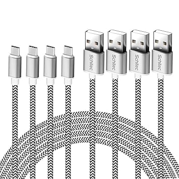 SCHITEC USB C Kabel auf USB 3.0 4Pack(0.3m 1m 2m 3m) USB Typ C Ladekabel/Datenkabel auf USB 2.4A Nylon Geflochtenes High Spee