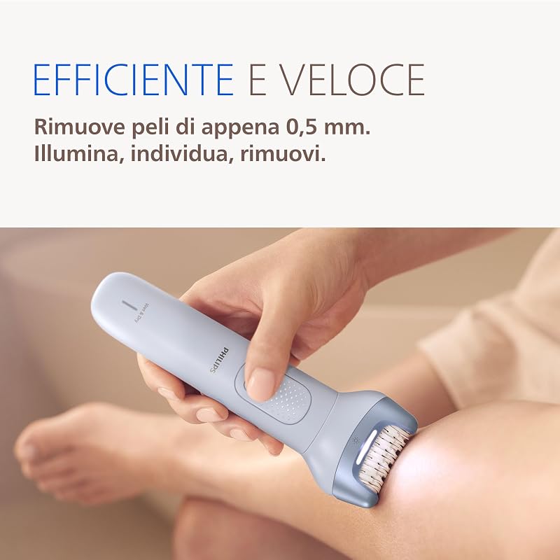 Epilatore Serie 8000 - Epilatore elettrico Wet & Dry senza fili, per gambe e corpo, con ProGuide, 5 accessori, autonomia di 60 minuti, modello BRE709/00