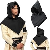 UJUROU Medieval Cowl Renaissance Hood Pointed Hem Lined Hooded Cloak Ren Faire Hat Short Cape Cosplay Costume