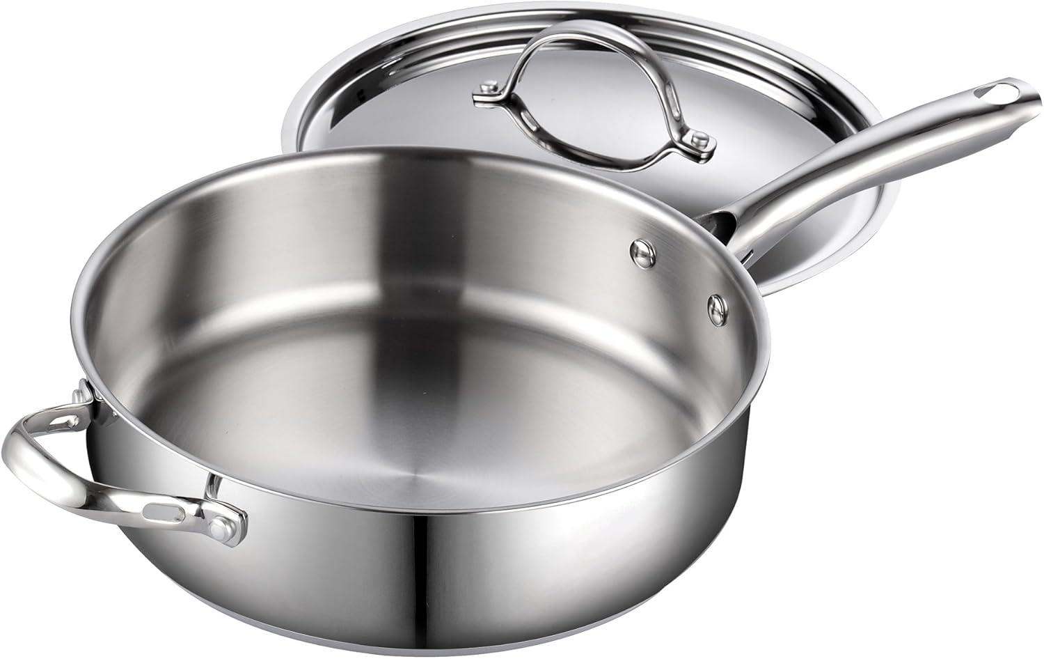 Cooks Standard Classic Stainless Steel Deep Lid 5 Quart/11-Inch Saute Pan, 5 Quart, Silver: Kitchen & Dining