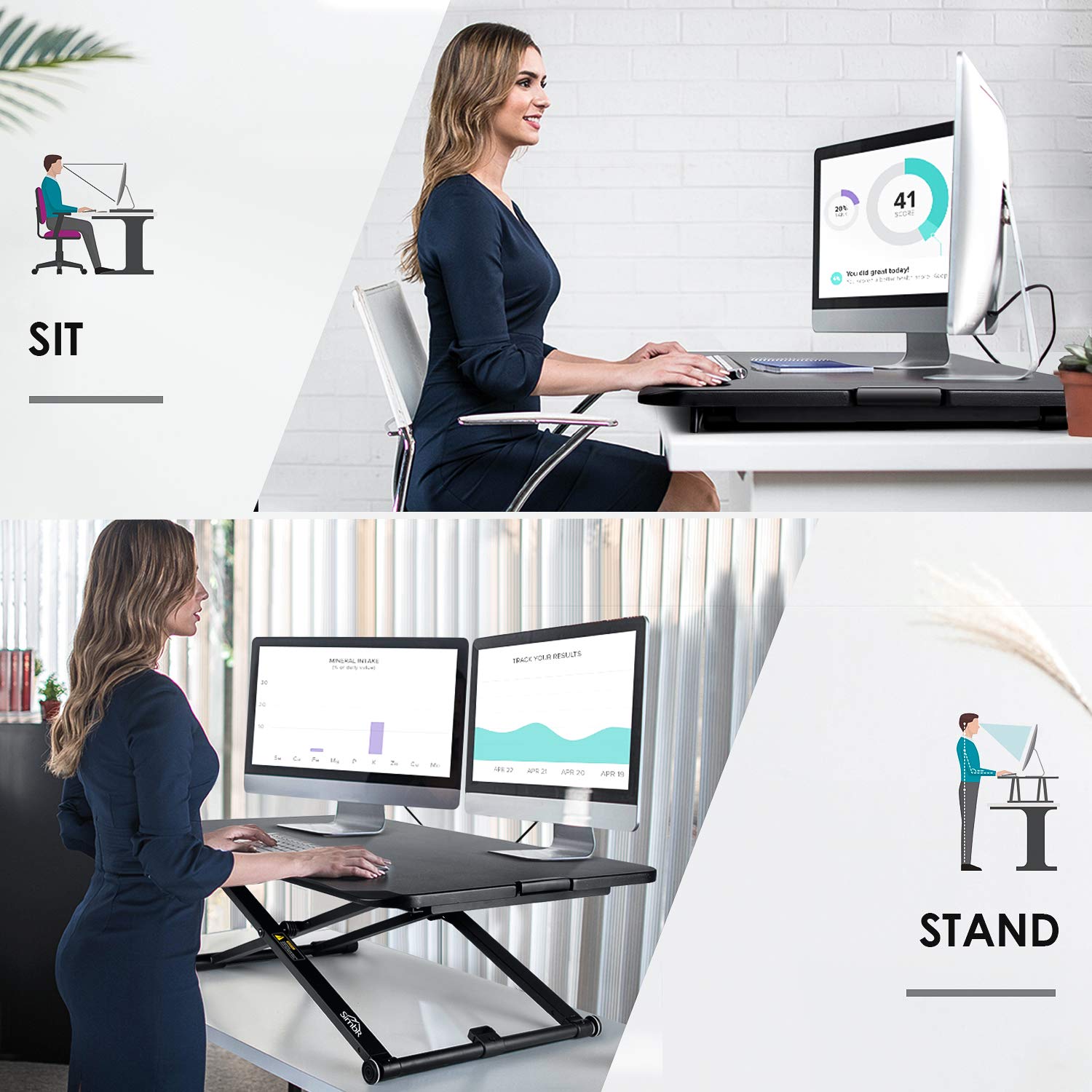 SIMBR Standing Desk, 30" UltraThin Height Adjustable Stand Up Desk Gas