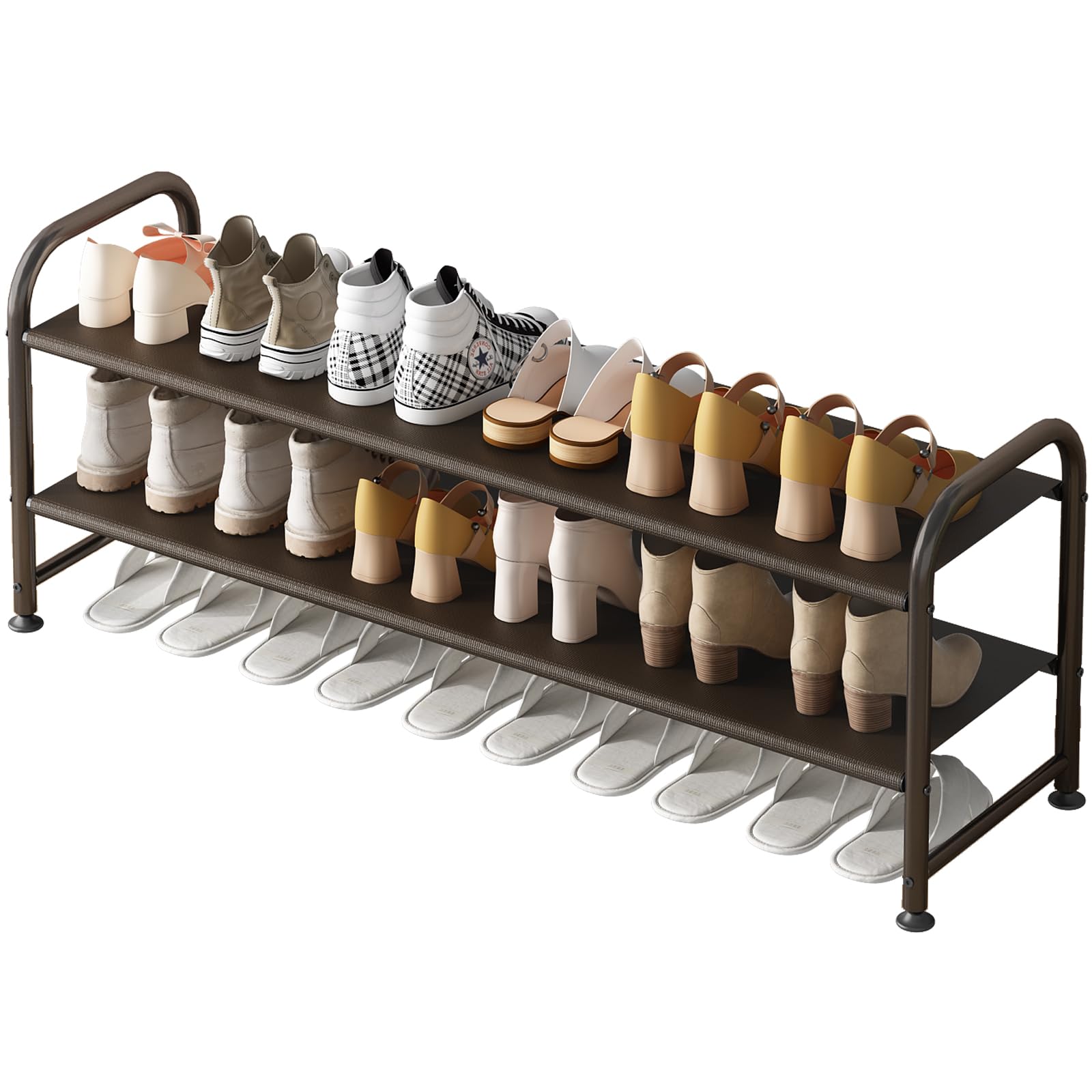 Photo 1 of INGIORDAR Shoe Rack 2 Tier Long Storage Organizer Wide Metal Shoe Shelf for Closet Entryway Brown