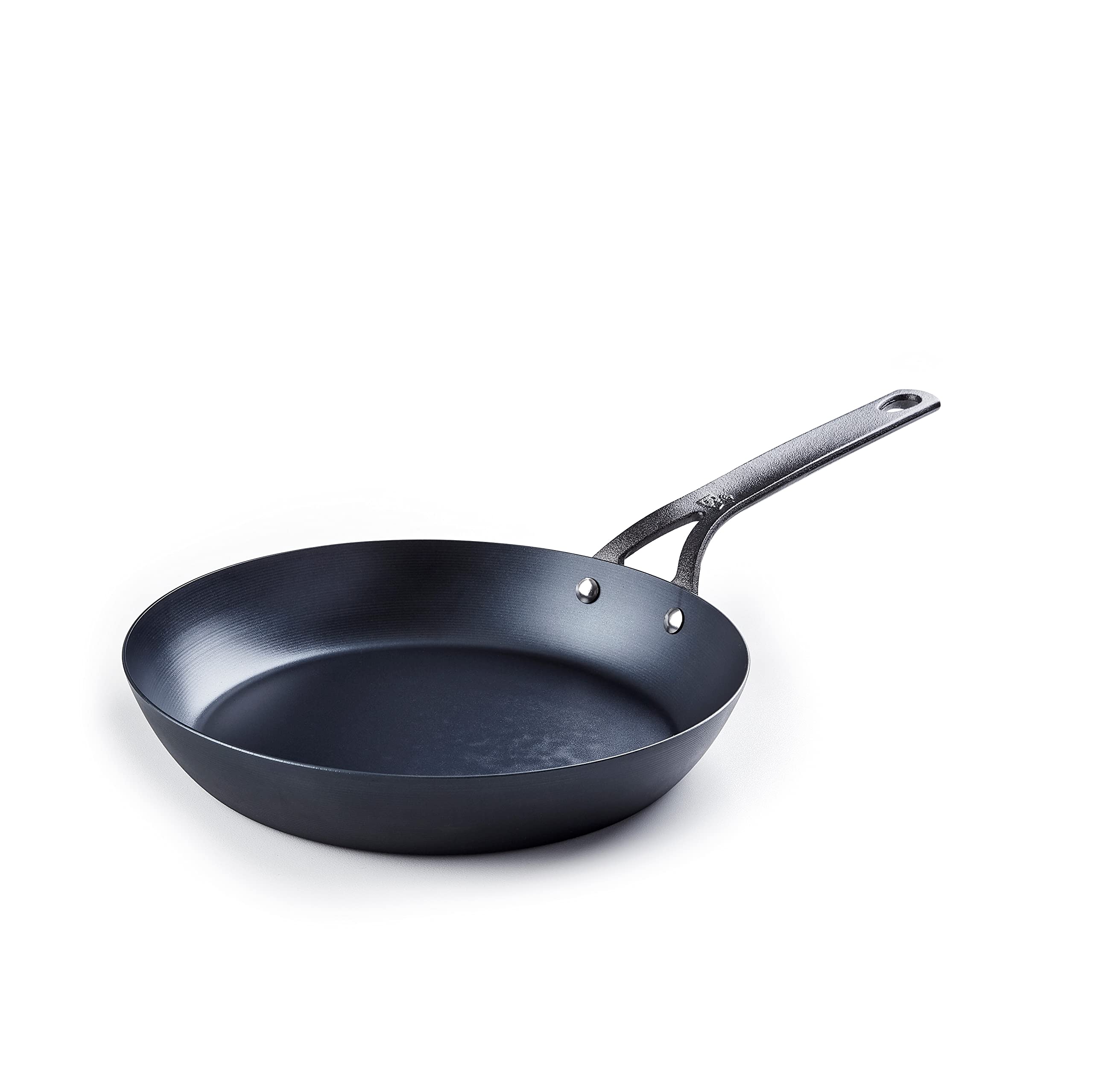 BK Black Steel Pre-Seasoned 26 cm Carbon Steel Frying Pan Skillet, Suitable for Induction, Oven & Broiler Safe up to 350C, Durable and Professional, Black