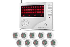 SYNLETT Nurse Call System Caregiver Pager Call System with 10 Dual Function Call Buttons and 1 Central Monitoring Unit for Clinic Restaurant Assisted Living Nursing Home Patients Residents