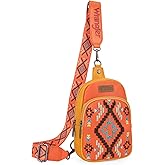 Wrangler Aztec Crossbody Sling Bag for Women Fanny Pack Shoulder Chest Bag Purse