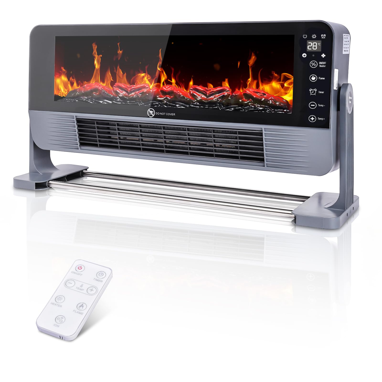 Photo 1 of 22.2" Electric Fireplace,Desktop and Wall-Mounted,Equipped with Remote Control and Touchscreen,1500W/2000W Power,1-12h Timer Function,Overheat Protection,Golden Flame,for Office,Living Room Decor