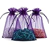 OurWarm 100pcs Organza Bags 4 x 6 Inch Gift Bags Organza Drawstring Pouch Jewelry Party Wedding Favor Candy Bags Purple