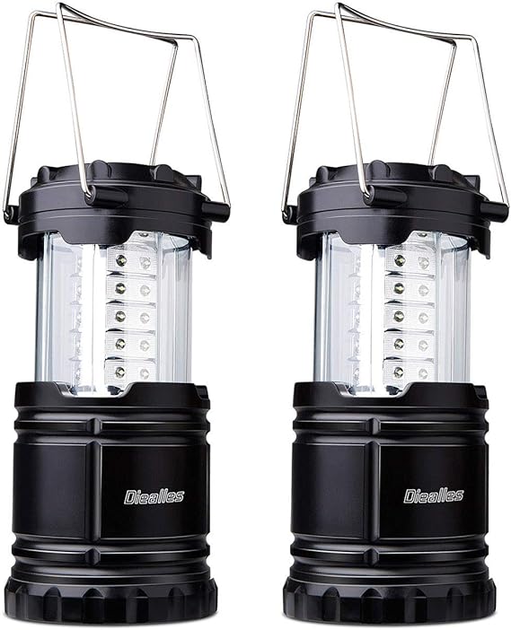 Diealles LED camping lanterns, 2 pieces, 30 LEDs, battery operated