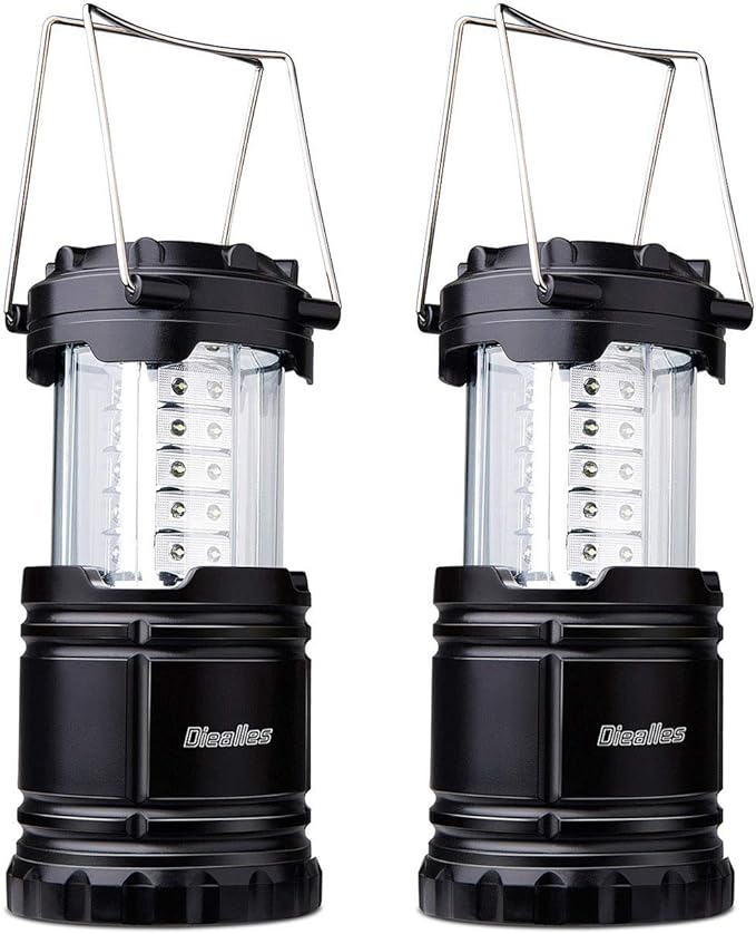 Diealles LED camping lanterns, 2 pieces, 30 LEDs, battery operated
