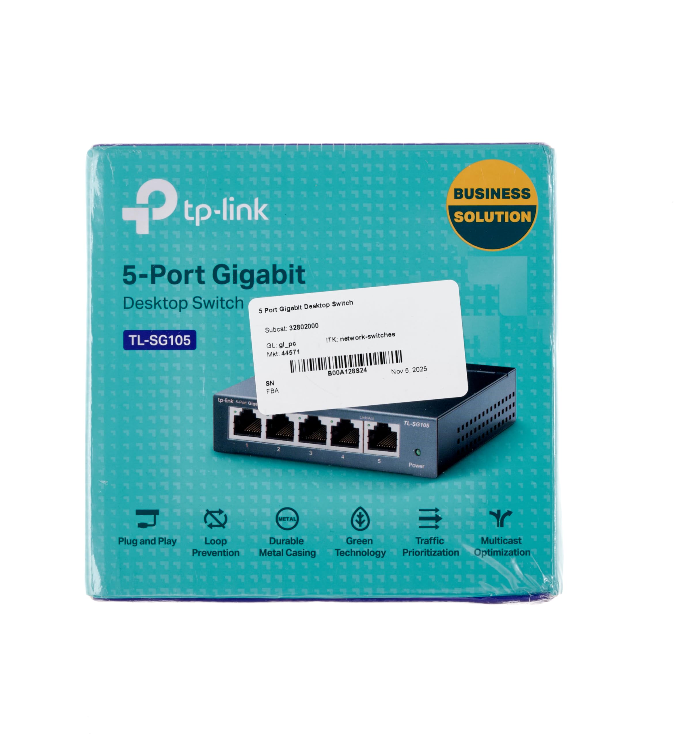 TP-Link TL-SG105, 5 Port Gigabit Unmanaged Ethernet Switch, Network Hub, Ethernet Splitter, Plug & Play, Fanless Metal Design, Shielded Ports, Traffic Optimization