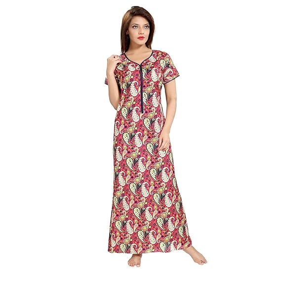 PIU Women's Cotton Feeding Nighty Red