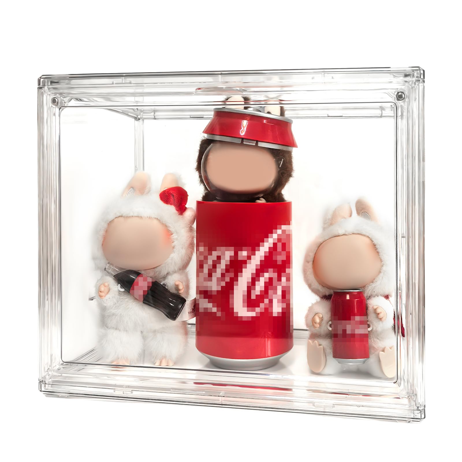 Photo 1 of Display Case Compatible with Labubu POP MART, Acrylic Clear Display Box Shelf for Labubu Doll COCA-COLA Series, 1 Pack