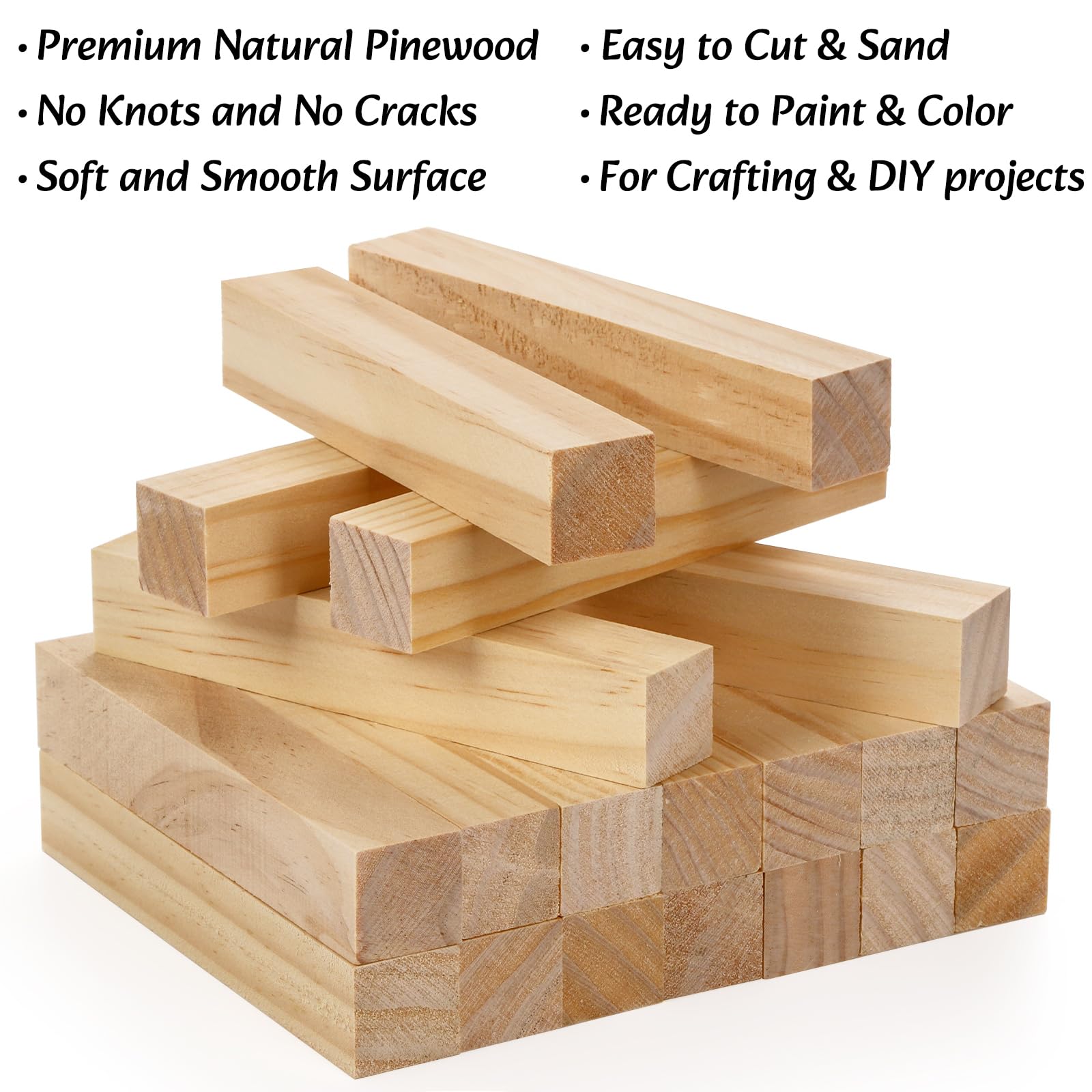YOUEON 20 Pack Wood Blocks for Carving, 6 x 1 x 1 Inch Unfinished Wooden Blocks for Arts and Crafts, Pinewood Carving Blanks, Whittling Wood Sticks for Beginner or Expert Carvers,DIY Projects